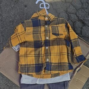 Rebels Yellow and Blue Plaid Button Down Shirt